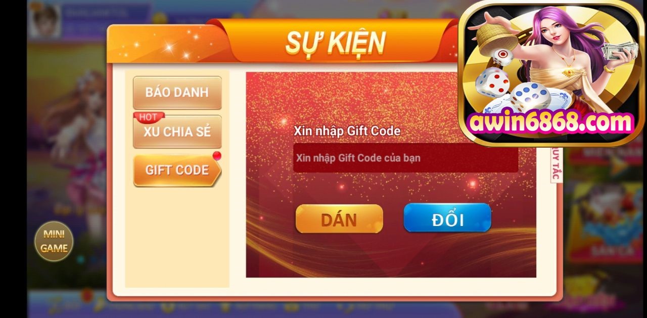 nhận gift code awin